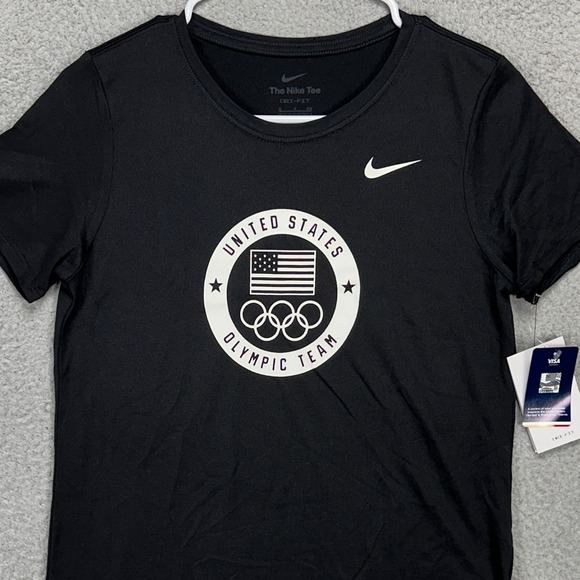 Nike Dri-Fit Womens United States Olympic Team T-Shirt Small‎ Black Athletic NEW - Picture 1 of 8